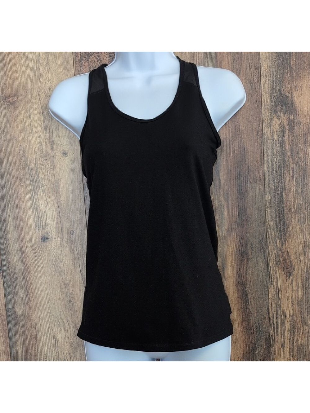 Athleta Classic Black Sheer Back Racer Back Tank Top S -715A